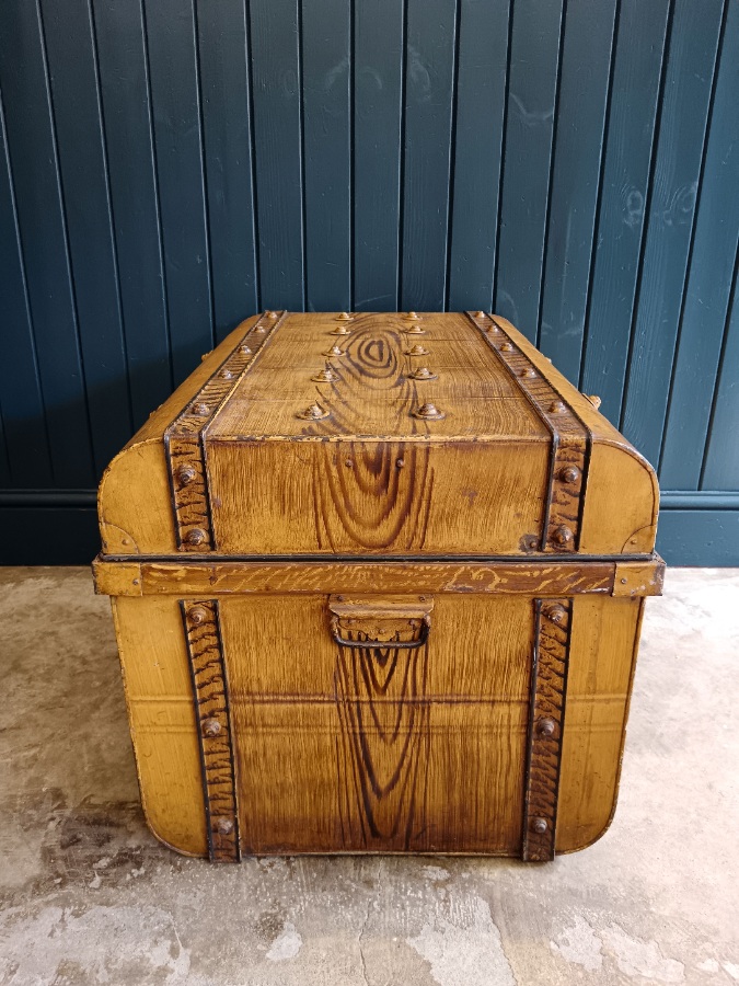 Large Antique Faux-Wood Paint Effect Steamer Trunk (4).jpg